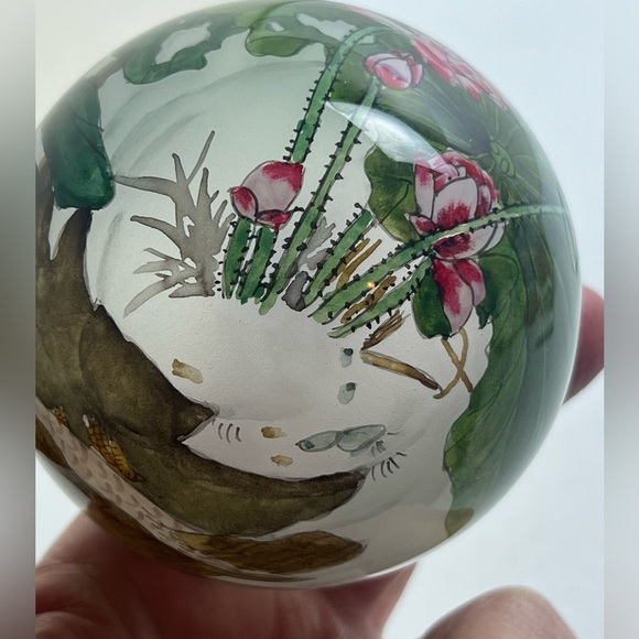 Hawaii Hand Painted Bird Floral Mele Kalikimaka Christmas Glass Ornament - Picture 11 of 13